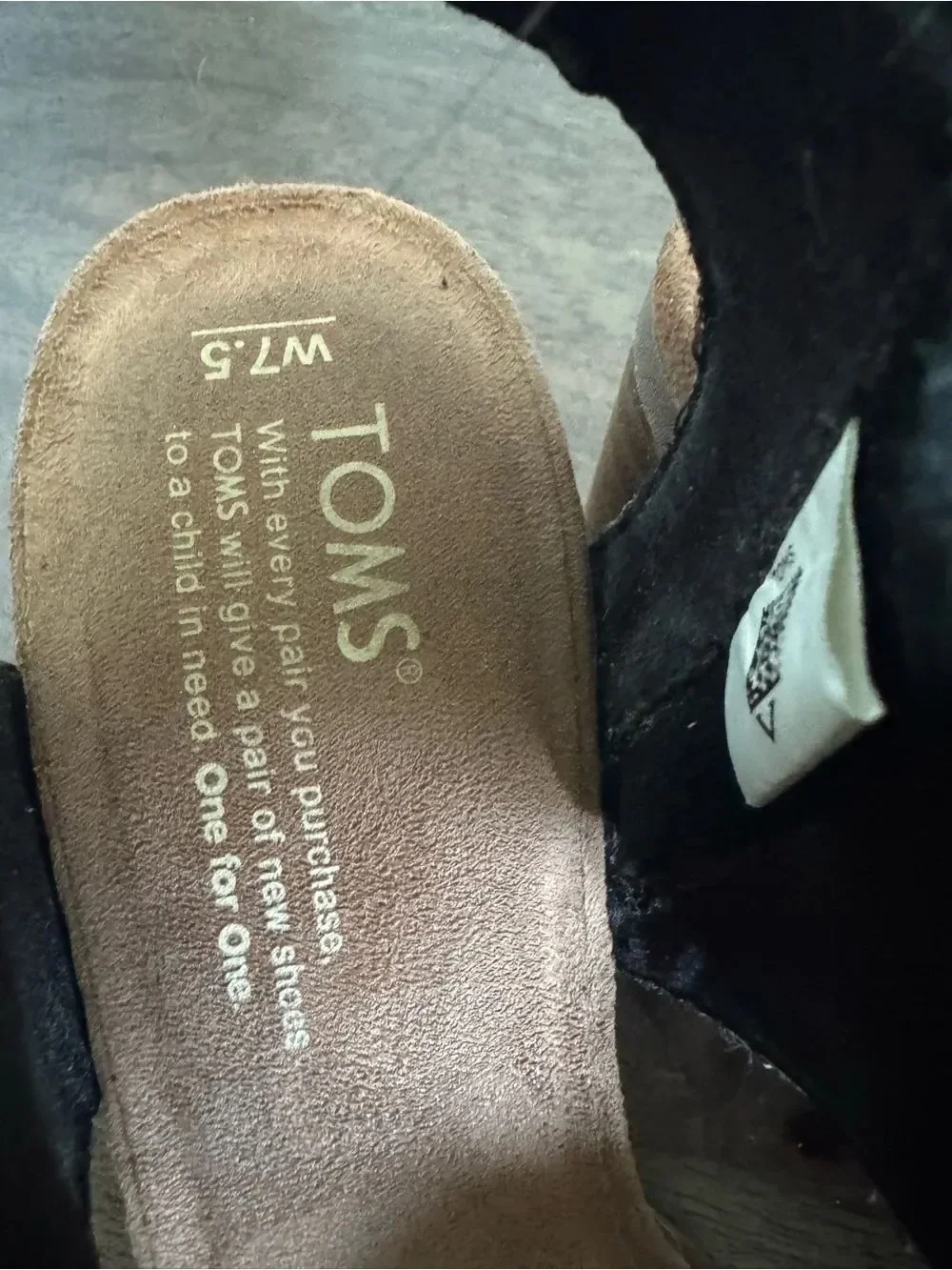 TOMS Black Suede Leather Block Heels Sandals 7.5